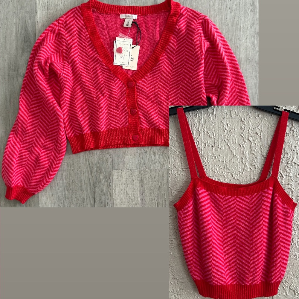 ❤️ Chevron Knit Cardigan and Tank Set